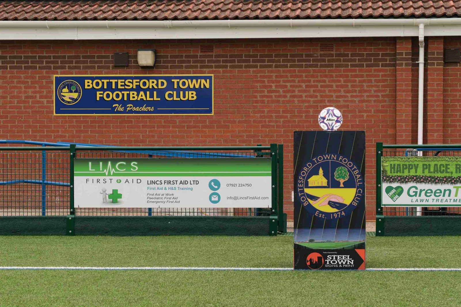 Bottesford Town clubhouse and match ball